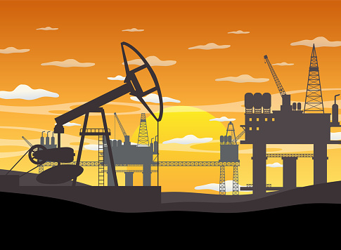 Petroleum industry concept with offshore oil platform