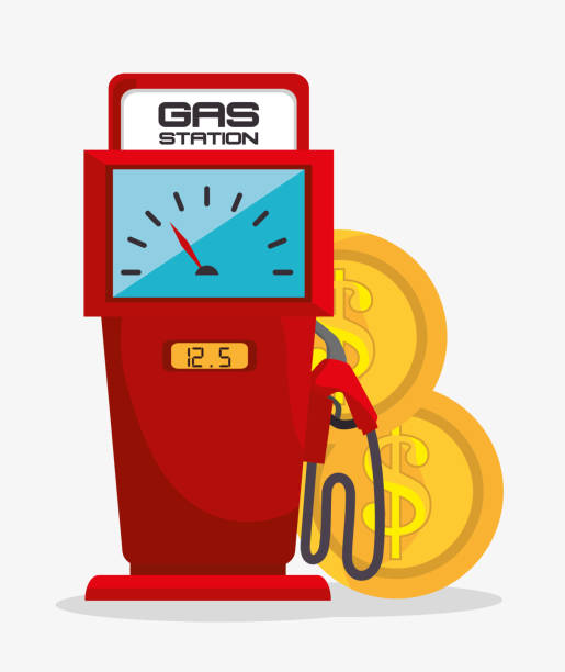 ilustraciones, imágenes clip art, dibujos animados e iconos de stock de petróleo la industria desig - gas pump