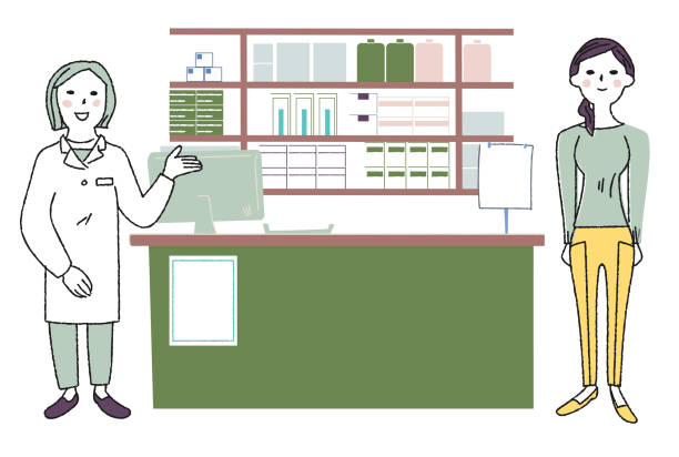 illustrations, cliparts, dessins animés et icônes de pharmacien et le patient, - pilule du lendemain