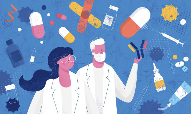 Pharmacy Pharmacogenomics vector art illustration