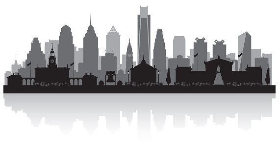 Philadelphia Pennsylvania City Skyline Silhouette Stock Illustration