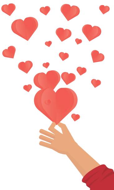 stockillustraties, clipart, cartoons en iconen met philanthropy and volunteering concept. hand holding heart icon. isolated on white background. - castle couple