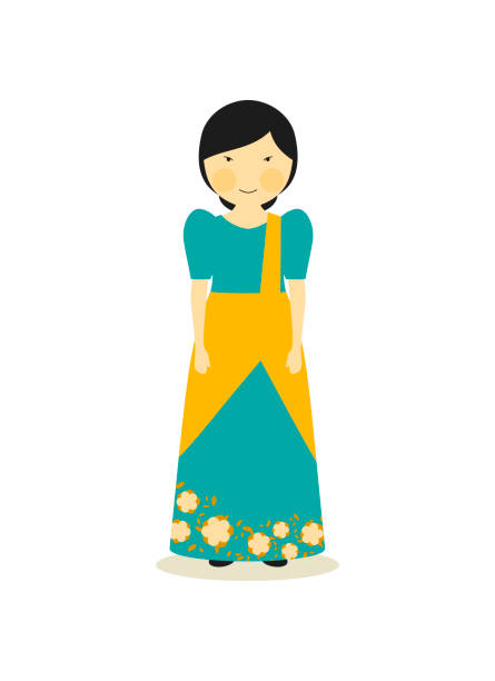 Philippine traditional clothing for women vector art illustration