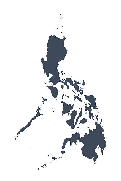 Phillipines country map A graphic illustrated vector image showing the outline of the country Phillipines. The outline of the country is filled with a dark navy blue colour and is on a plain white background. The border of the country is a detailed path.  philippines stock illustrations