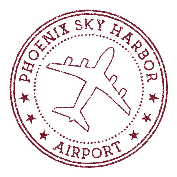 bildbanksillustrationer, clip art samt tecknat material och ikoner med phoenix sky harbor flygplats stämpel. - retirement overview