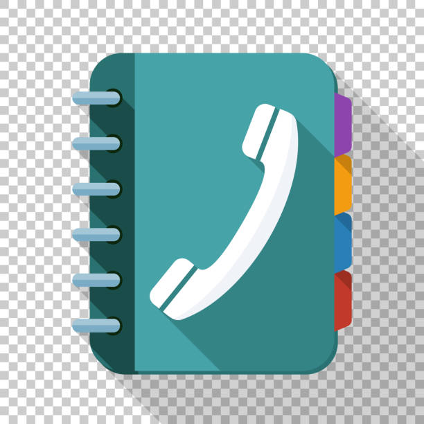 Phone book icon in flat style with long shadow on transparent background  white pages directory stock illustrations