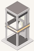 A vector illustration of an isometric phone box.