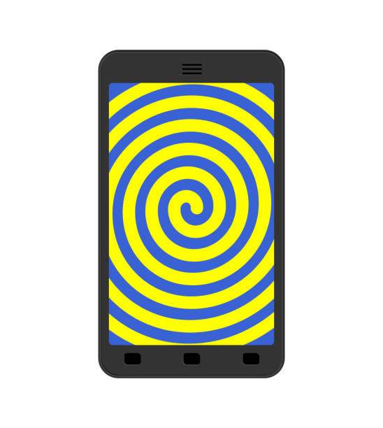 Phone hypnosis. Smartphone screen hypnotizes. vector illustration Phone hypnosis. Smartphone screen hypnotizes. vector illustration person hypnotized by mass media stock illustrations