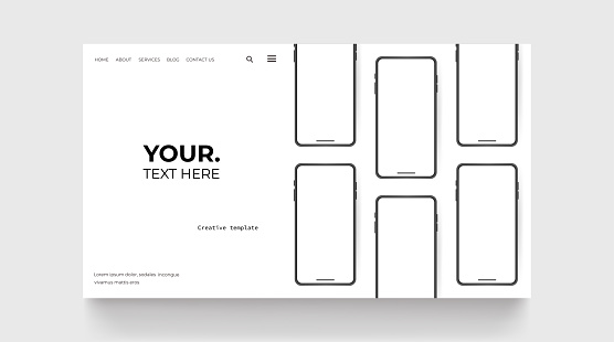 Phone presentation landing page template with realistic phones