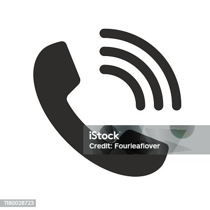 istock Phone with waves symbol icon - black simple, isolated - vector stock illustration 1180028723
