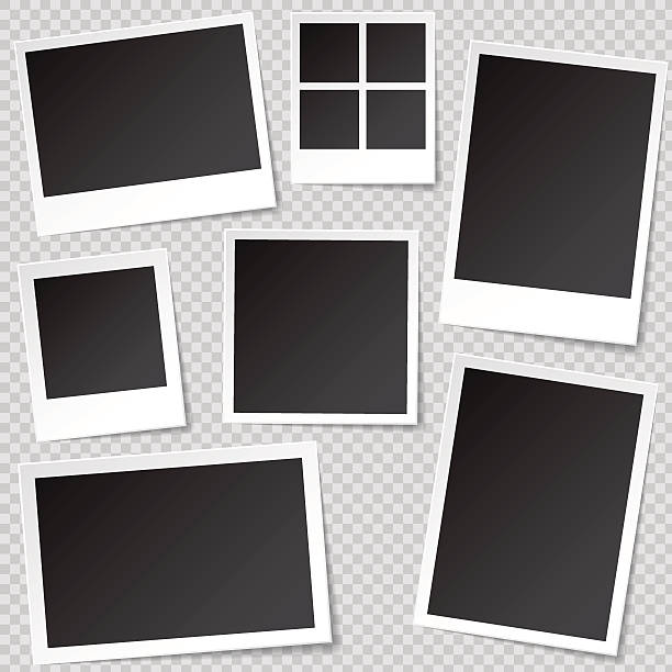 Photo booth Photo Frame templates with transparent shadow. Set of photo frame templates with different aspect ratio. three dimensional photos stock illustrations