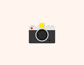 istock Photo Camera with flash vector icon. Isolated Photo Camera flat, colored illustration symbol - Vector 1291909001
