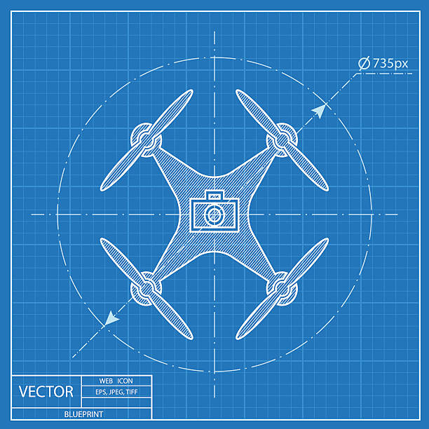 Photo Drone copter vector blueprint icon Photo Drone copter vector blueprint icon drone drawings stock illustrations