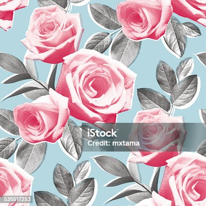 istock Photo Real Roses Wallpaper Pattern 535517253