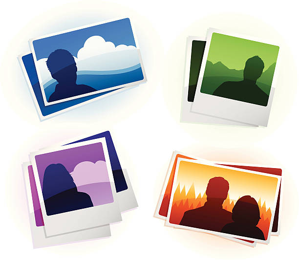 Photograph Icons Photograph icons with generic silhouettes. in silhouette photos stock illustrations