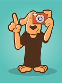 Illustration of a dog using a camera. EPS 10 format with transparencies.