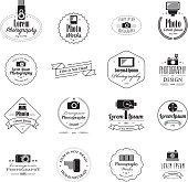 A set of a filmmaker and photographer emblems, logos and badges. Isolated on white. All design elements are layered and grouped. Eps8. 