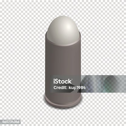 istock Photorealistic cartridge with a bullet in isometric, vector illustration. 665734366