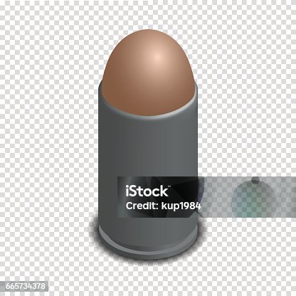 istock Photorealistic cartridge with a bullet in isometric, vector illustration. 665734378