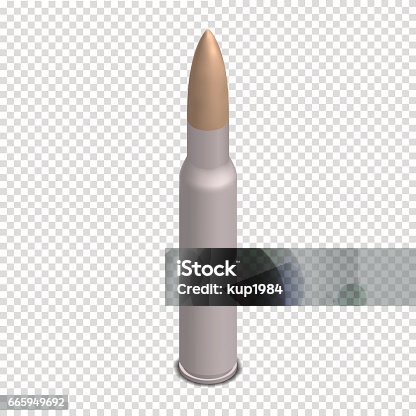 istock Photorealistic cartridge with a bullet in isometric, vector illustration. 665949692