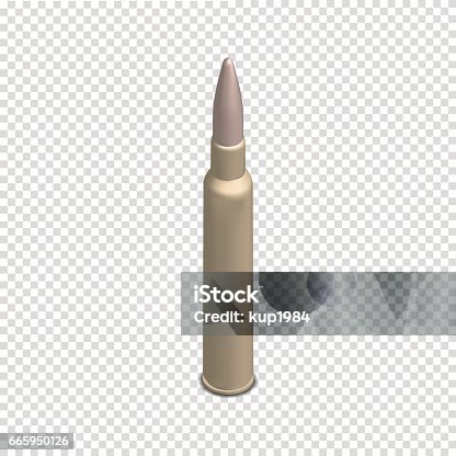 istock Photorealistic cartridge with a bullet in isometric, vector illustration. 665950126