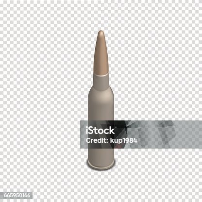 istock Photorealistic cartridge with a bullet in isometric, vector illustration. 665950166