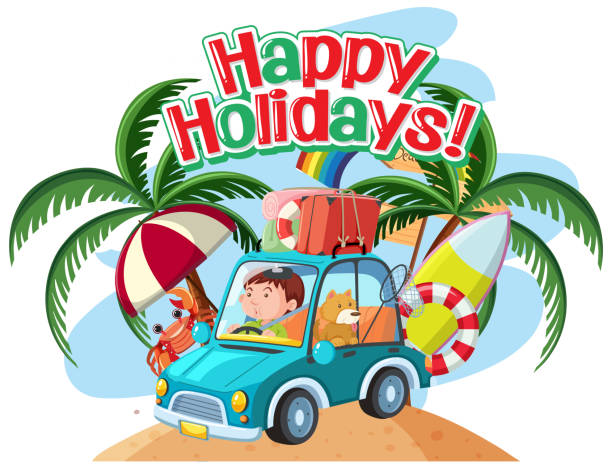 Happy Holidays Beach Illustrations Illustrations, Royalty-Free Vector ...