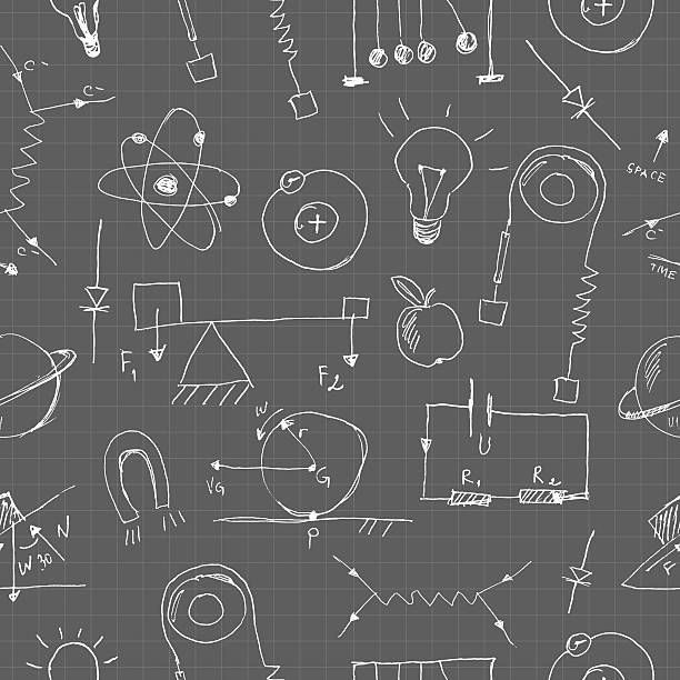 Physics doodles seamless pattern Vector Illustration.EPS10, Ai10, PDF, High-Res JPEG included. isaac newton stock illustrations
