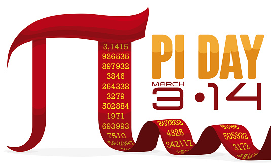 Pi Symbol like a Long Ribbon for Pi Day Celebration