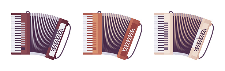 Piano accordion, musical instrument for performances of classical, jazz music