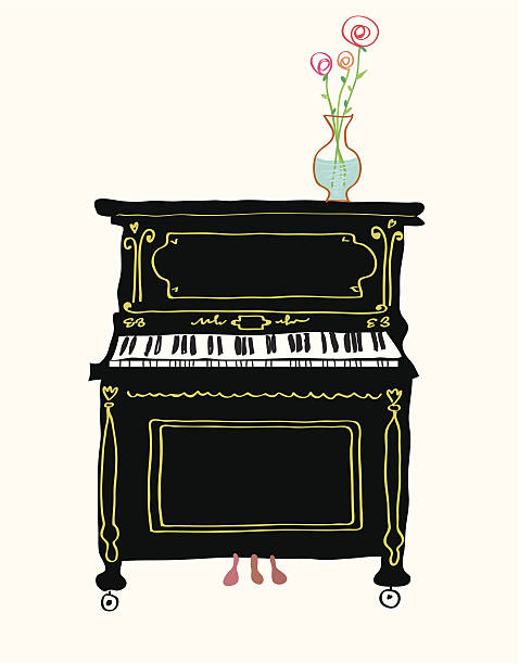 Piano card hand drawn illustration vector art illustration