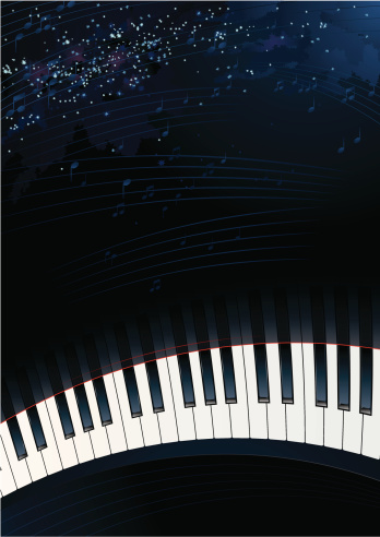 Piano Keys with Space Background