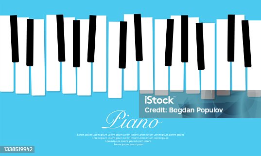 istock Piano music vector design background. Abstract jazz poster or banner with keyboard. 1338519942