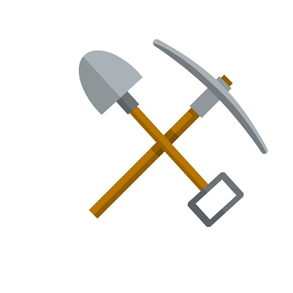 Pick and shovel. Miner and digger tool.
