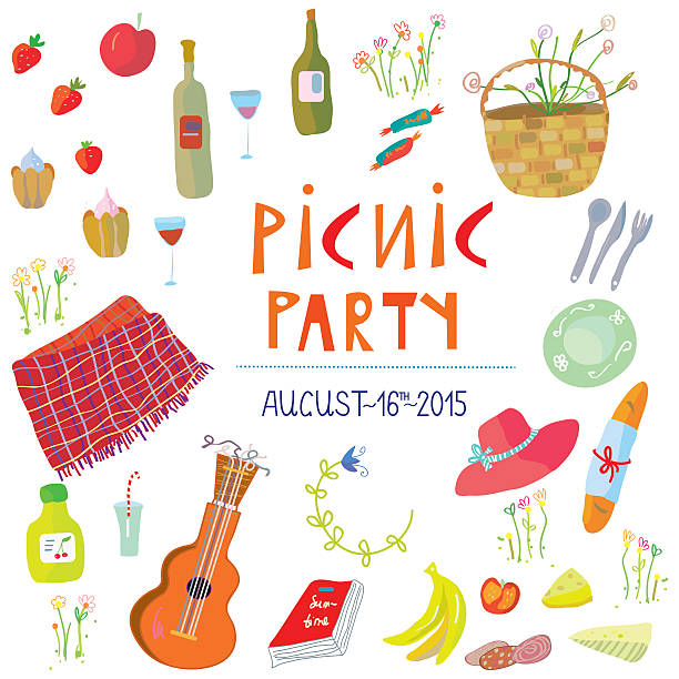 Picnic party banner  - vector illustration vector art illustration