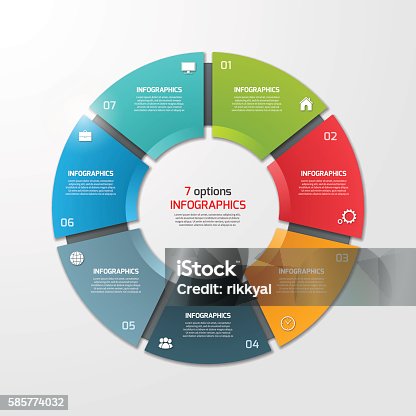 istock Pie chart circle infographic template with 7 options. 585774032
