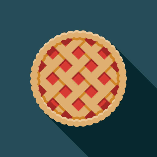 Pie Holiday Food Icon A flat design icon with a long shadow. File is built in the CMYK color space for optimal printing. Color swatches are global so it’s easy to change colors across the document. sweet pie stock illustrations