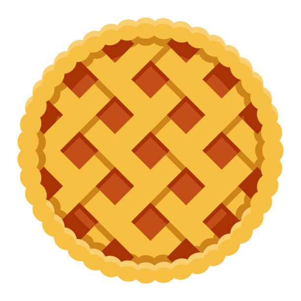 Pie Icon on Transparent Background A flat design icon on a transparent background (can be placed onto any colored background). File is built in the CMYK color space for optimal printing. Color swatches are global so it’s easy to change colors across the document. No transparencies, blends or gradients used. apple pie stock illustrations