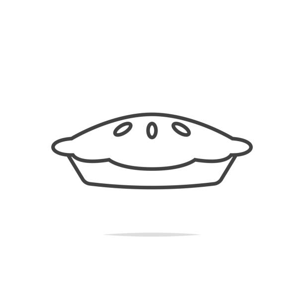 Pie line icon vector transparent Vector element sweet pie stock illustrations