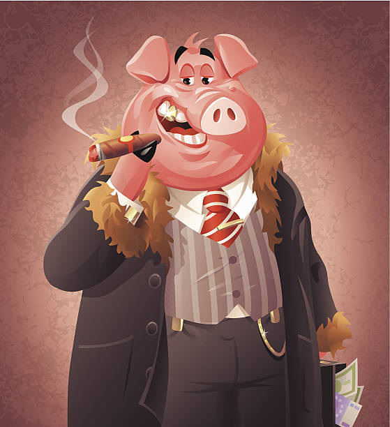 illustrations, cliparts, dessins animés et icônes de cochon d'affaires - banquier