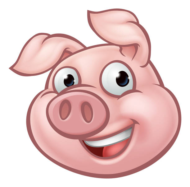 Pig Cartoon Character Mascot An illustration of a happy cartoon pig character mascot pig clipart stock illustrations