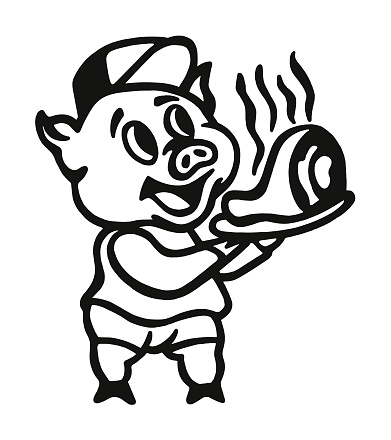Pig Holding a Plate of Pork