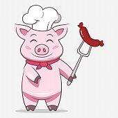Cute pig mascot design