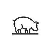 istock Pig Line Icon 1296282142
