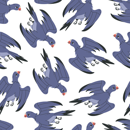 Pigeon city urban birds seamless pattern background concept. Vector isolated graphic design illustration