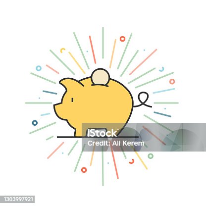 istock Piggy Bank Line Icon 1303997921