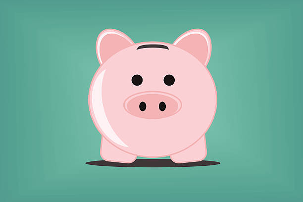Piggy bank on green background, vector illustration vector art illustration