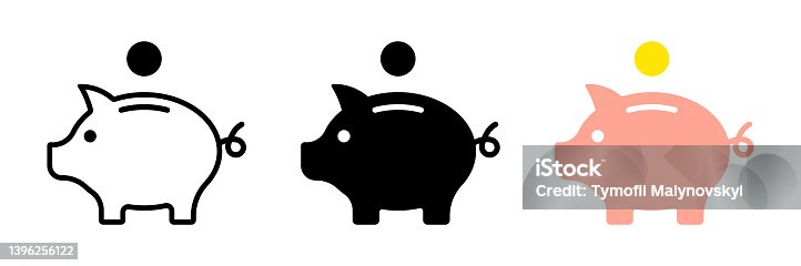 istock Piggy bank with coin icon. Vector EPS 10 1396256122