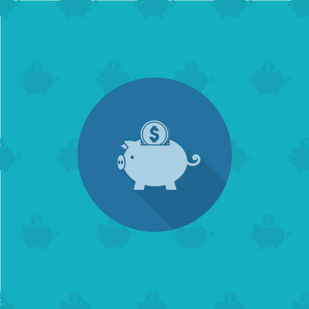 Piggy Moneybox with Coins vector art illustration