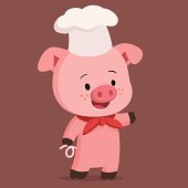 A chef pig cartoon